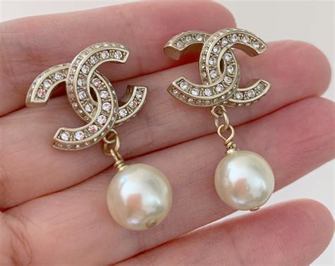 chanel pearl drop earrings replica|chanel earrings original.